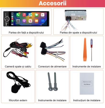Navigatie universala 1DIN 6.86” CarPlay & Android Auto Wireless Bluetooth MP5 [4]