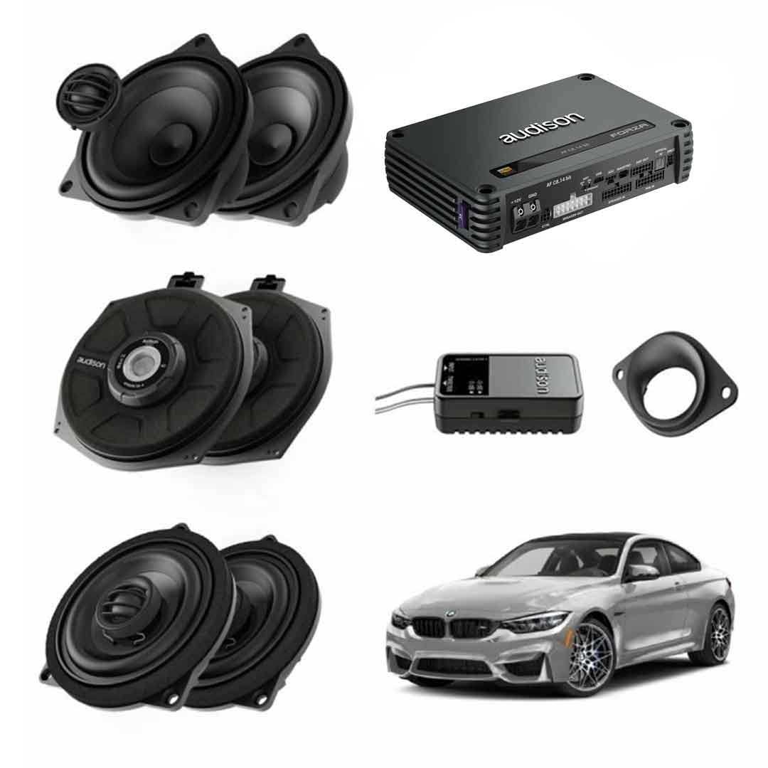 CarAudio - Pachet sistem audio Plug&Play Audison dedicat BMW K4M X4M + Amplificator AF C8.14bit + Conectica dedicata