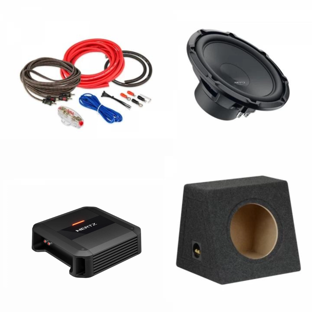 Pachete de BASS - Pachet Subwoofer auto Hertz Cento CS 350W + Amplificator Dieci Power 1.500 + Kit de cabluri complet