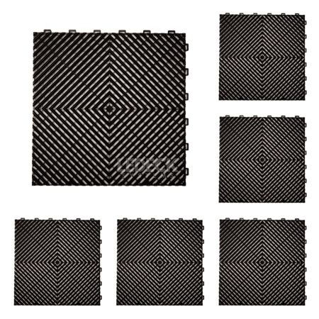 Pardoseala Modulara - Pardoseala Modulara Plastic PP – Exterior, Garaj Auto, Service, Terasa - Negru (preț pe m²)