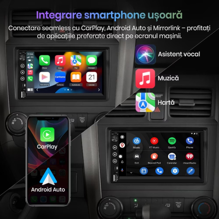 Player Carplay si Android Auto Universal 2DIN 7 inch + CAMERA MARSARIER CADOU [1]