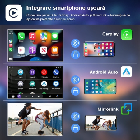 Player Carplay si Android Auto Universal 2DIN 7 inch + CAMERA MARSARIER CADOU [1]