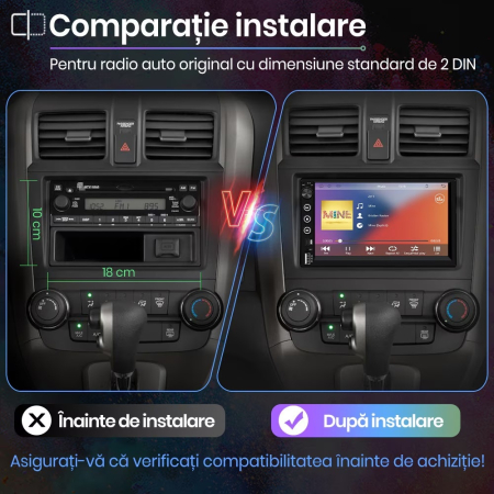 Player Carplay si Android Auto Universal 2DIN 7 inch + CAMERA MARSARIER CADOU [3]