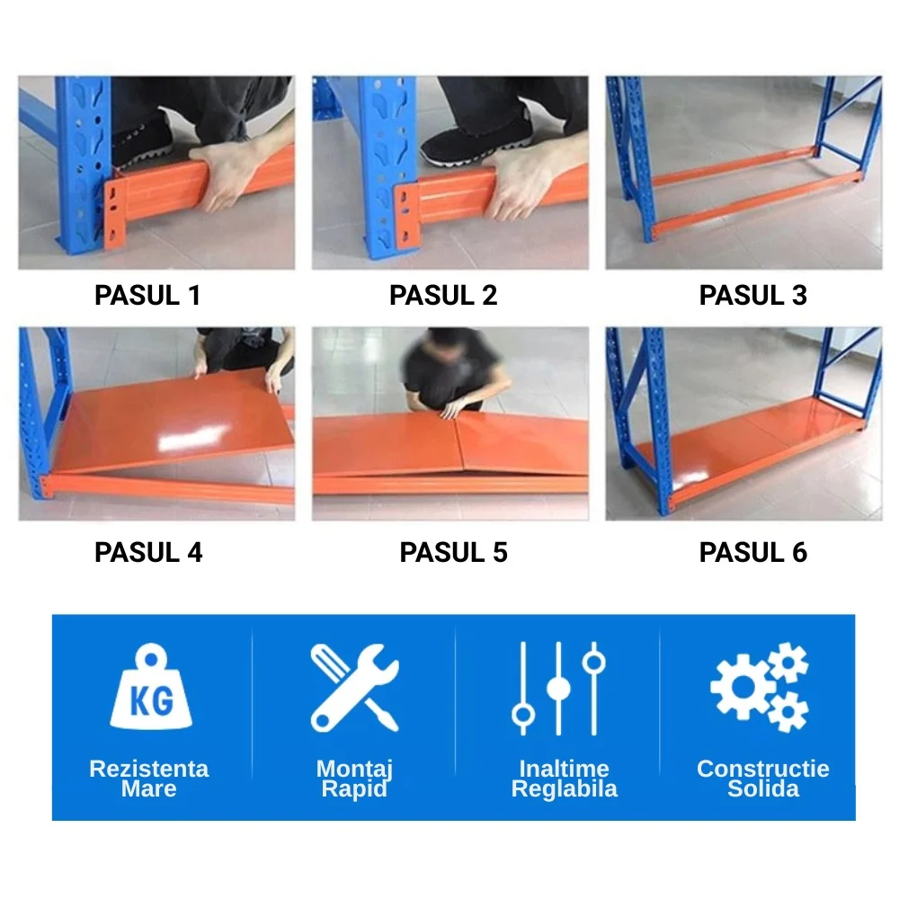 Raft Metalic Industrial LEDECK 200cm x 60cm x 200cm cm – Depozitare Profesională, Reglabil, Sarcină Mare [13]