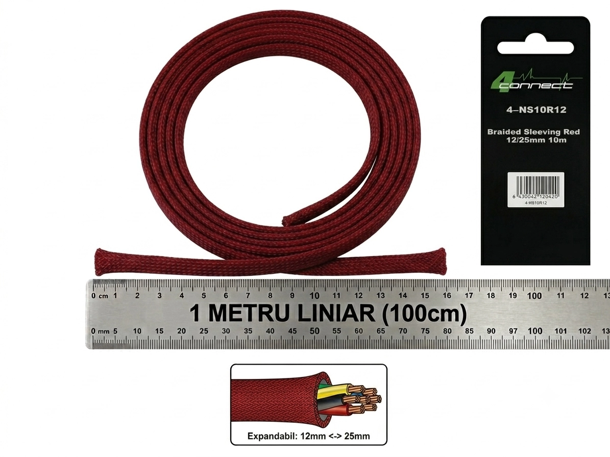 CarAudio - Tresa Cabluri FOUR Connect 4-NS10R12, 12/25mm, Rosie, Metru Liniar