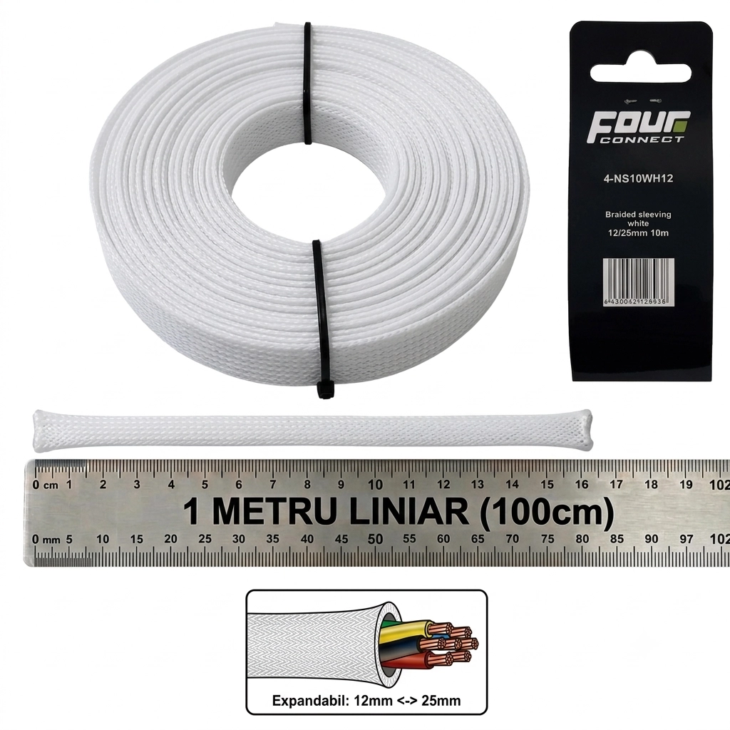 Tresa cablu - Tresa Cabluri FOUR Connect 4-NS10WH12, 12/25mm, Alba, Metru Liniar