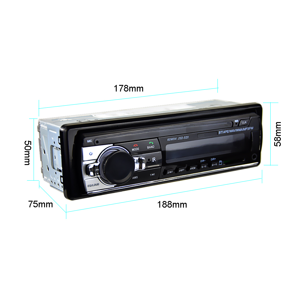 Radio MP3 player 1DIN, cu casetofon auto, Bluetooth, USB, card SD, Radio,  4x60W 