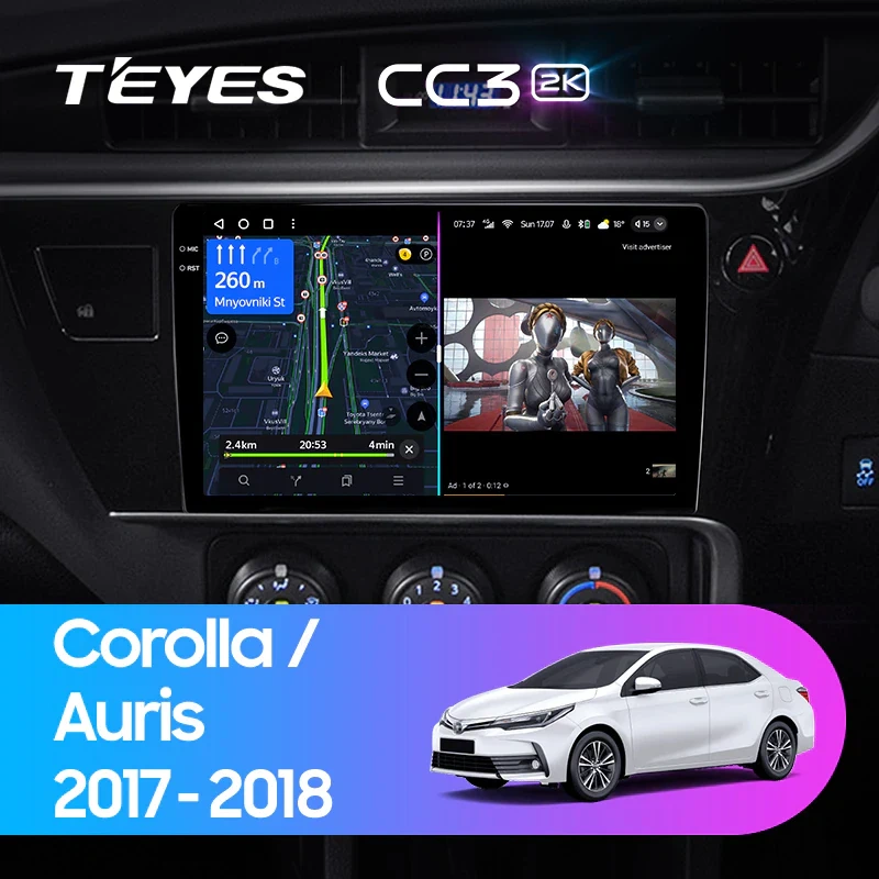 Navigatie Auto cu Asistenta AI Teyes CC4 PRO Toyota Corolla 11 2017-2018 8+128GB 10.36   QLED, Android 13, 5G, 7.1 DSP, CarPlay