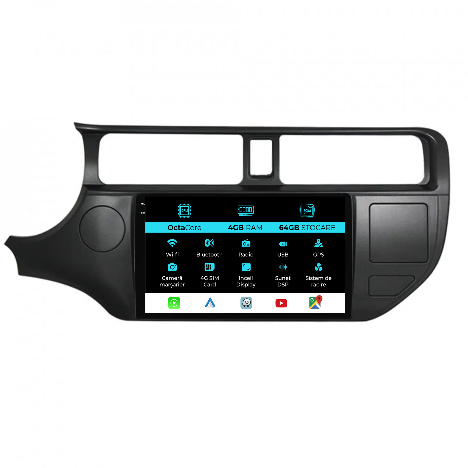 Navigatie Dedicata Kia Rio (2011-2014), 9 Inch, 4Gb Ram, 64Gb Stocare, Android Auto, Carplay
