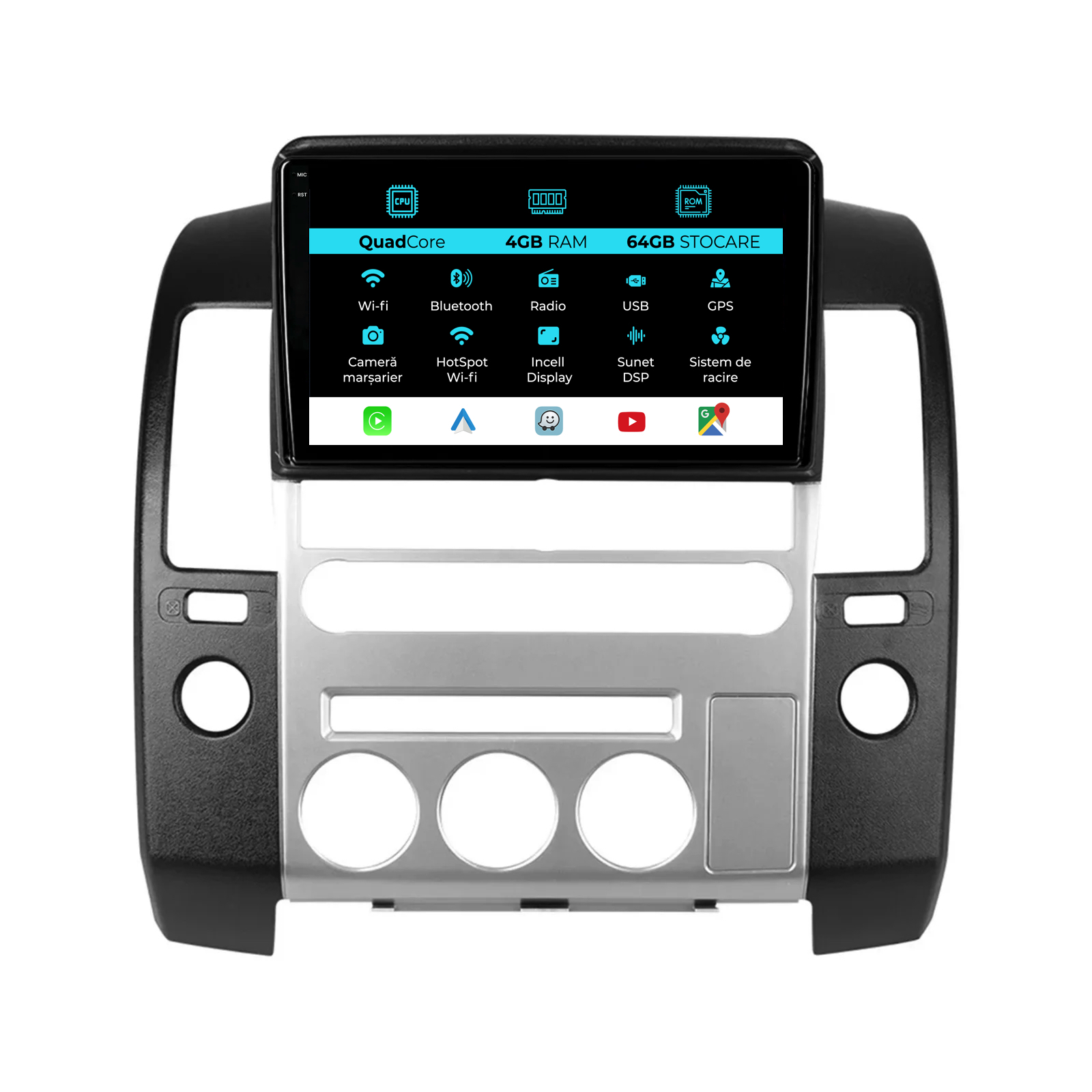 Navigatie Dedicata Nissan Navara   Pathfinder (2004-2014),QuadCore, 9Inch, 4Gb Ram, 64Gb Stocare, Carplay