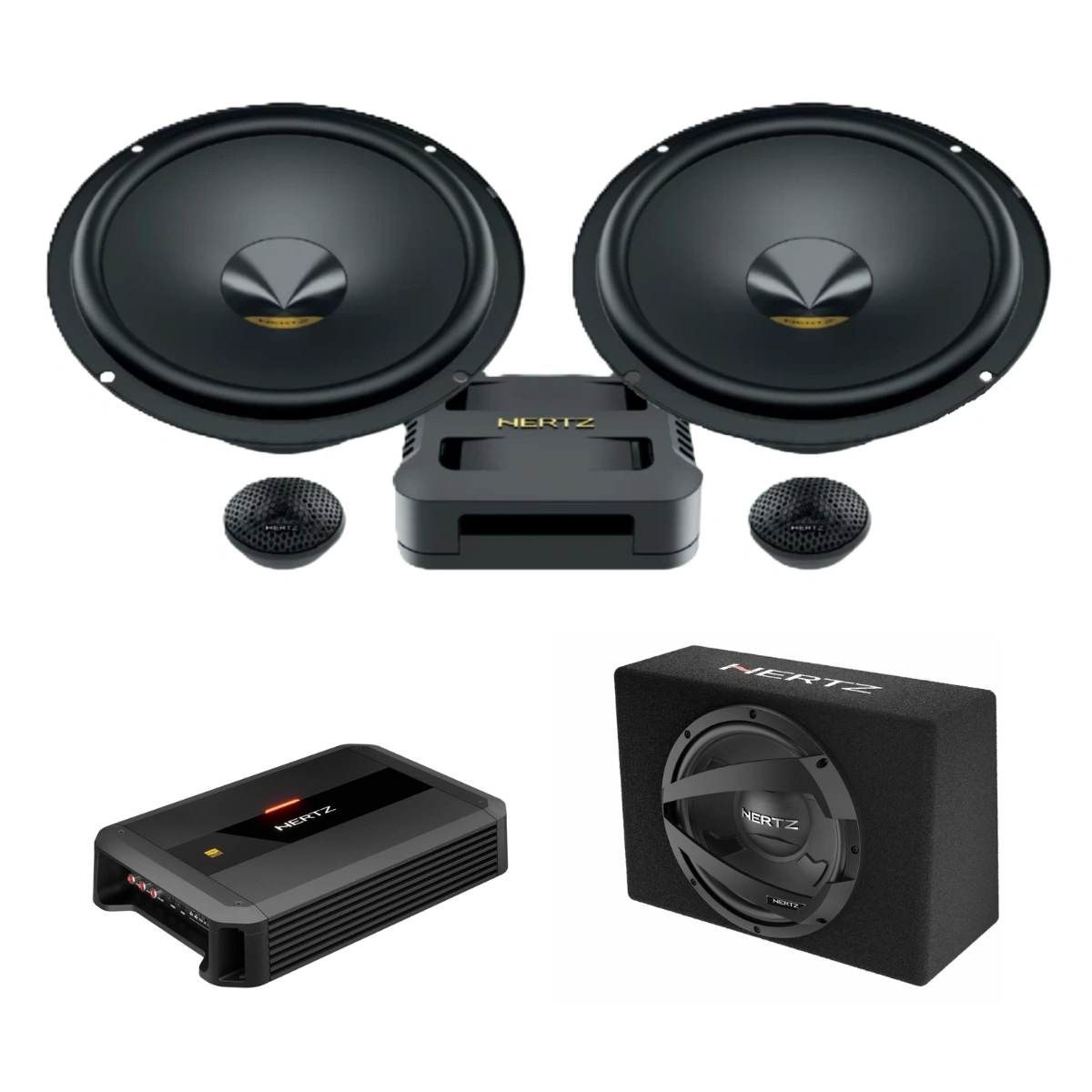 Pachet difuzoare auto usi Fata cu subwoofer Volvo V70 2008-2016 Hertz Dieci Pro 840 W