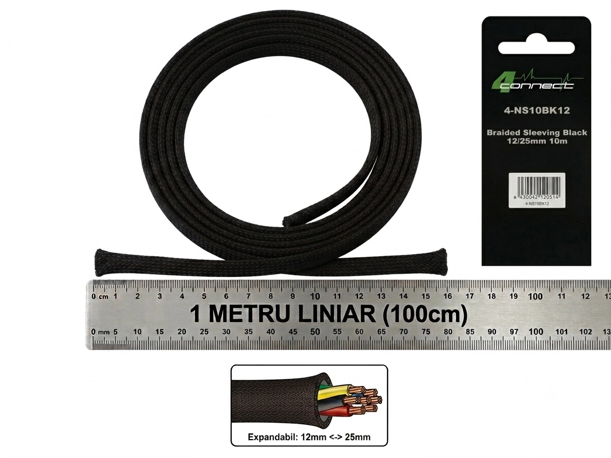 Tresa Cabluri FOUR Connect 4-NS10BK12, 12 25mm, Neagra, Metru Liniar