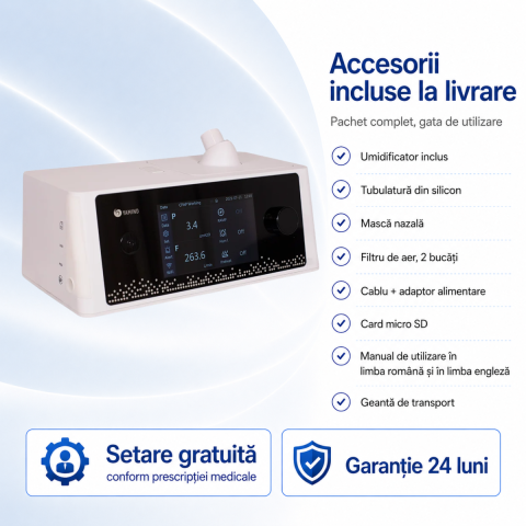 Auto-CPAP - Aparat APAP DM28 pentru apnee in somn, alb