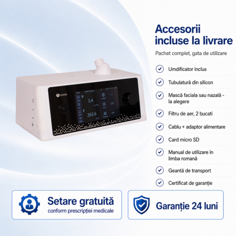 Aparate tratament apnee in somn - Aparat BiPAP/CPAP DM28 pentru apnee in somn, alb