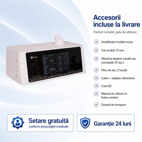 Aparate tratament apnee in somn - Aparat BiPAP/CPAP DM28 pentru apnee in somn, alb