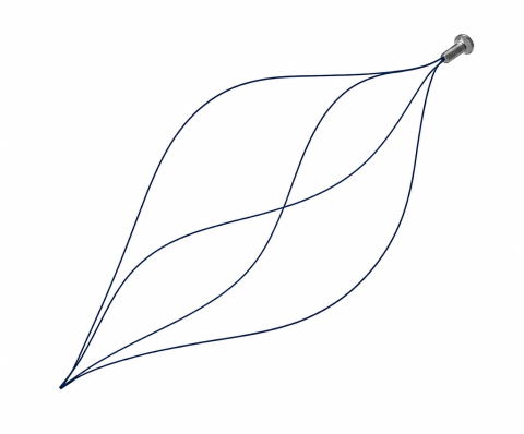 Accesorii endoscopie - Coșuleț de extracție spiralat pentru bronhoscopie din nitinol 1.8x1000 mm, deschidere 15 mm - unică folosință