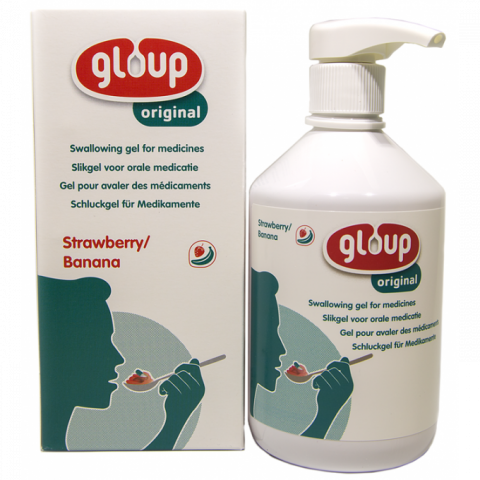Gloup - gel pentru inghitirea medicamentelor - Gloup Original cu Capsuni si Banane - Gel 500 ml