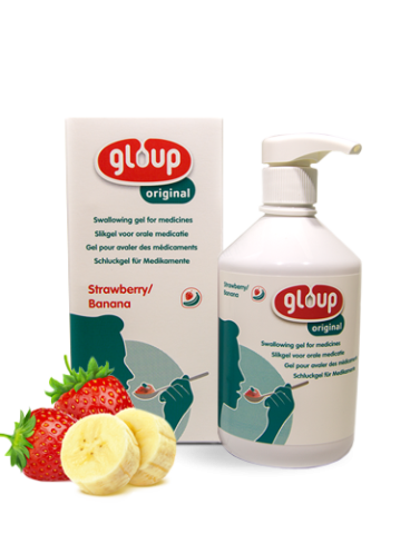 Gloup - gel pentru inghitirea medicamentelor - Gloup Original cu Capsuni si Banane - Gel 500 ml