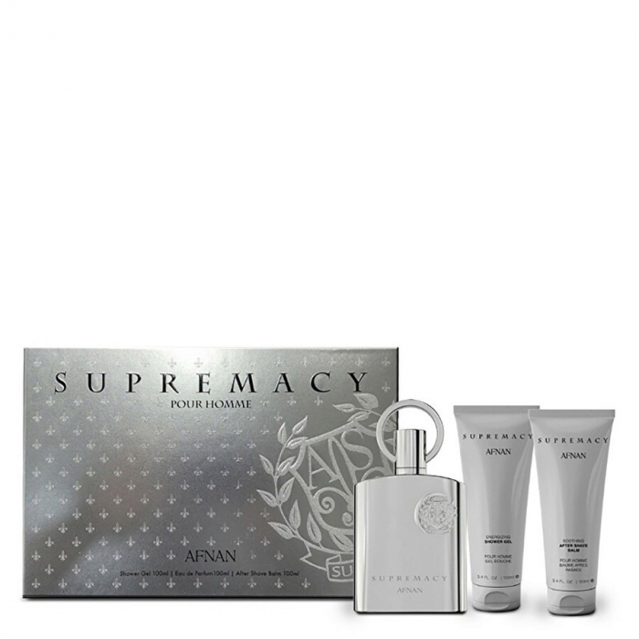 Afnan - Supremacy Silver, Set 3 piese ( apa de parfum 100 ml, gel de dus 100, balsam dupa ras 100 ml ) [1]