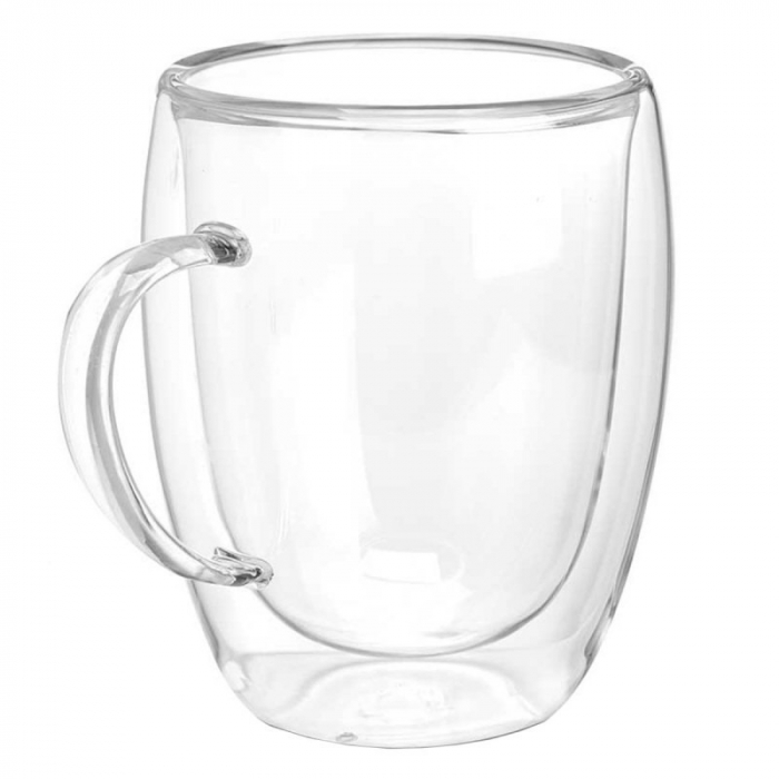 Cana termorezistenta cu perete dublu ceai/cafea, Vivalto, Sticla, 340ml, Transparent [1]