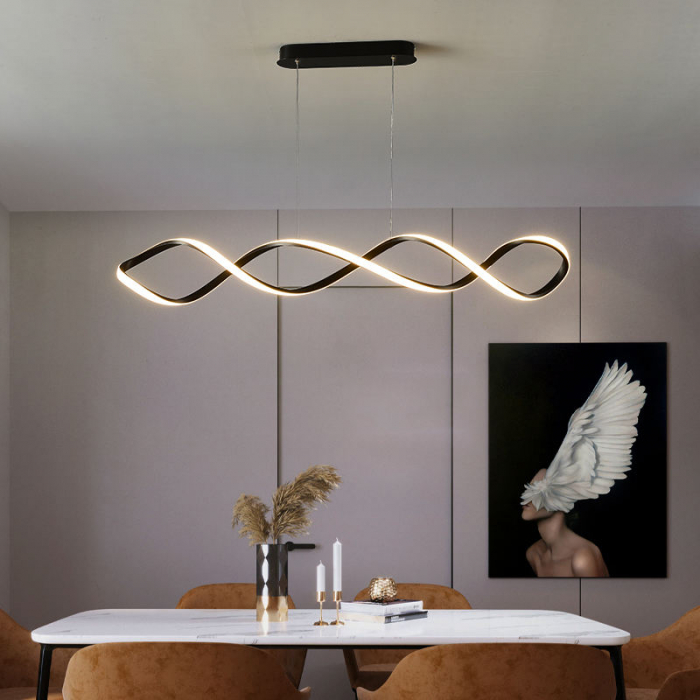 Candelabru LED spiralat, stil Nordic, Negru, Luminozitate reglabila din telecomanda, Inaltime reglabila, 65W, 220V, 100X16,5X80cm [1]