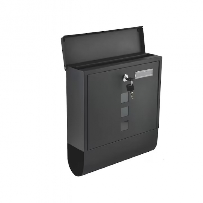 Cutie postala, Malatec, metal, cu loc pentru ziar, gri antracit, 10x30.7x34cm [1]