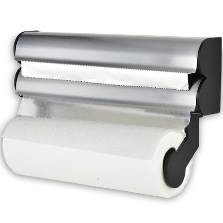 Dispenser dublu din aluminiu, de perete, pentru prosop hartie si folie aluminiu [1]