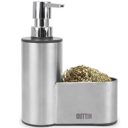 Dispenser sapun lichid cu suport burete vase, otel inoxidabil, 300 ml, Quttin [2]