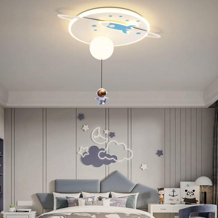 Plafoniera LED pentru copii cu astronaut, albastra, lumina reglabila, 45W, 55cm [1]