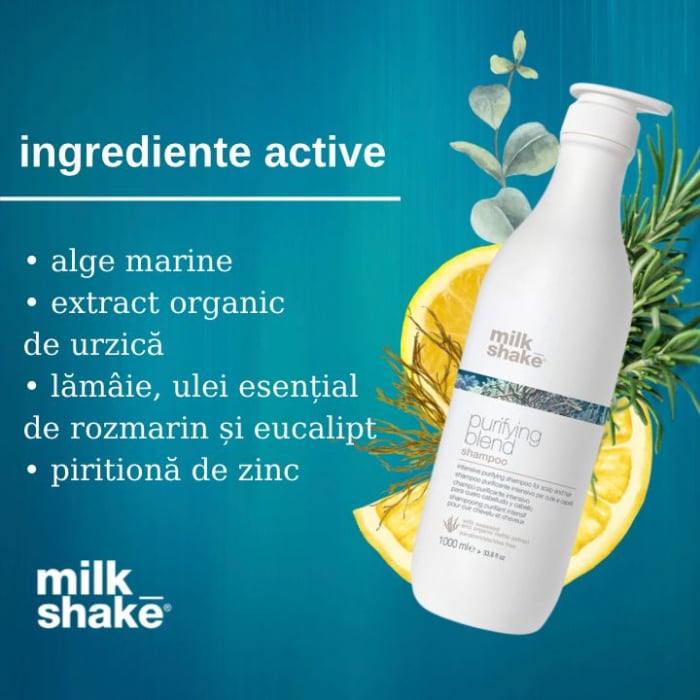 Sampon pentru par gras, Milk Shake, Purifying Blend Shampoo, 1000ml [3]