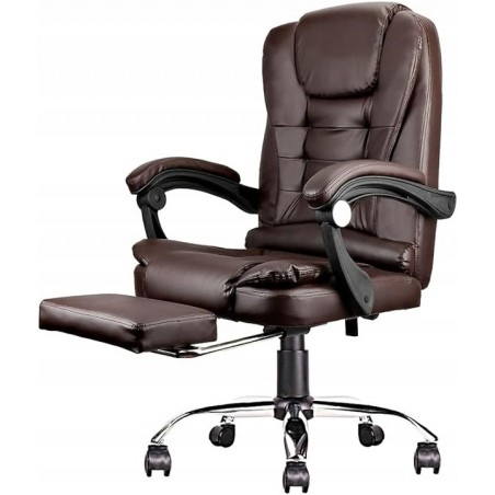 Scaun birou profesional NEP, piele ecologica, maro, baza metalica, confortabil, cu suport picioare si functie sezlong [2]