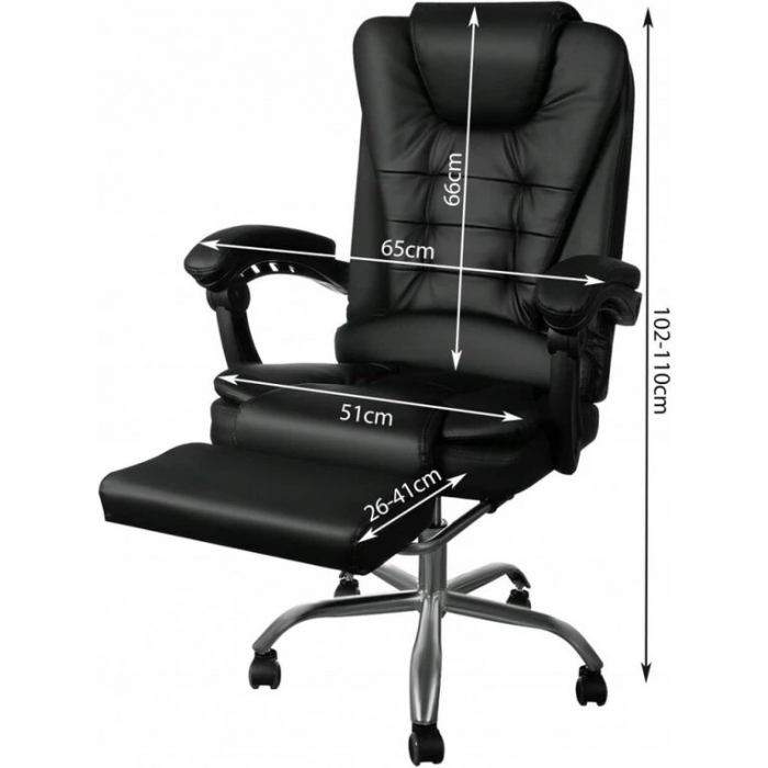 Scaun birou profesional NEP, piele ecologica, maro, baza metalica, confortabil, cu suport picioare si functie sezlong [5]