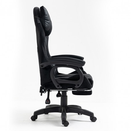 Scaun de gaming, EC Gaming, Piele Ecologica si Velur, Suport Picioare, Functia Seat Rest, Negru [3]