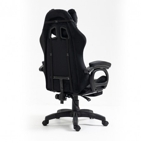 Scaun de gaming, EC Gaming, Piele Ecologica si Velur, Suport Picioare, Functia Seat Rest, Negru [4]