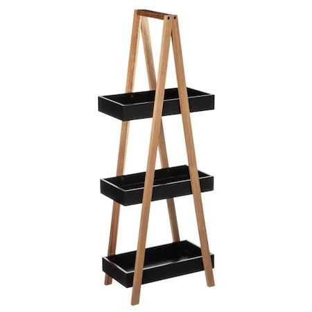 Home & Deco - Etajera 3 polite 5Five Lea black, bambus, 30 x 18,5 x 82 cm