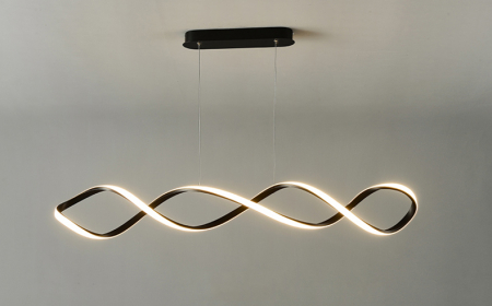Candelabru LED spiralat, stil Nordic, Negru, Luminozitate reglabila din telecomanda, Inaltime reglabila, 65W, 220V, 100X16,5X80cm [2]