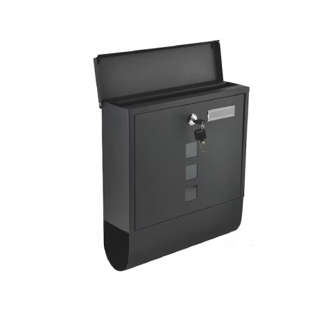 Home & Deco - Cutie postala, Malatec, metal, cu loc pentru ziar, gri antracit, 10x30.7x34cm