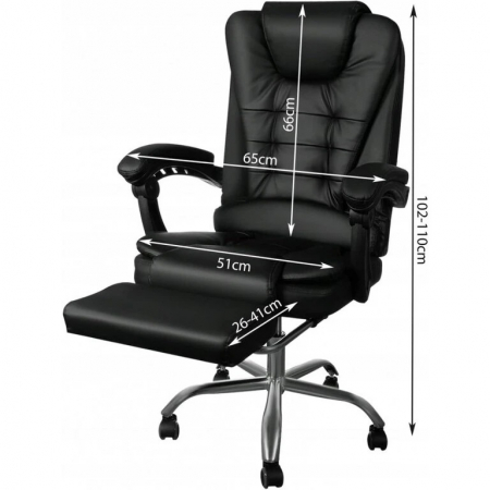 Scaun birou profesional NEP, piele ecologica, negru, baza metalica, confortabil, cu suport picioare si functie sezlong [2]