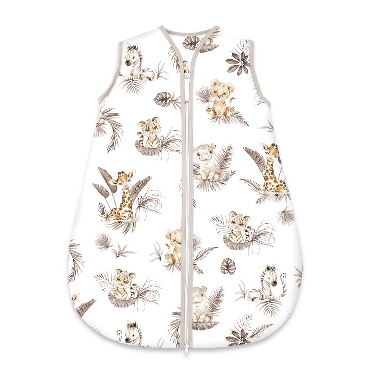 Saci de dormit copii - Sac de dormit, MimiNu, Pentru bebelusi, De iarna, Din bumbac certificat Oeko Tex Standard 100, Cu fermoar, 70 cm, 2.5 Tog, Savanna