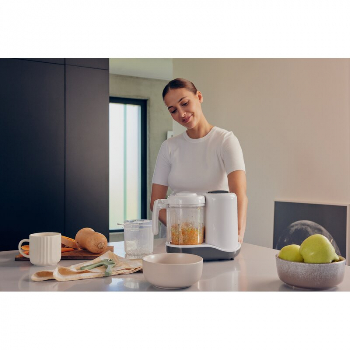 Aparat de gatit, Lionelo, BabyMenu, 5 in 1, Cu functii de gatire la abur, dezghetare, amestecare, incalzire si sterilizare, Cu recipient din tritan, Include meniu cu retete, Personalizare setari, Alb [23]