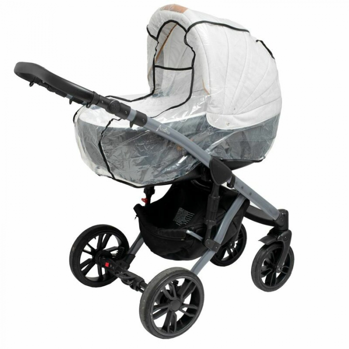 Aparatoare de ploaie, New Baby, Basic, Universala, Pentru carucior cu landou, Cu orificiu pentru un contact mai bun cu cel mic, Fara substante nocive, 100x80x40 cm, Transparent/Black [1]