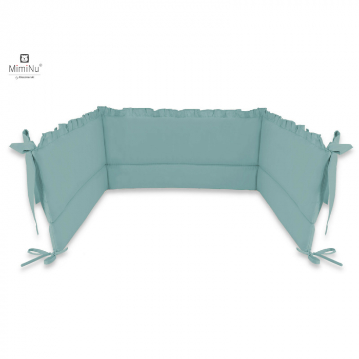 Aparatoare pentru patut 120x60 cm, Cu volanase, Din bumbac, Cu inaltimea de 30 cm, Cu panglici, Colectia Royal, Nepal Green [1]