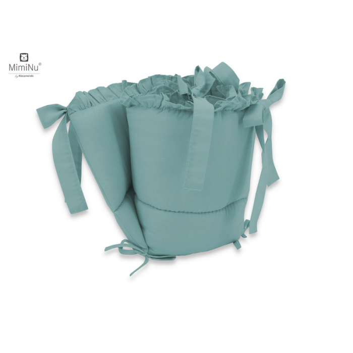 Aparatoare pentru patut 120x60 cm, Cu volanase, Din bumbac, Cu inaltimea de 30 cm, Cu panglici, Colectia Royal, Nepal Green [2]