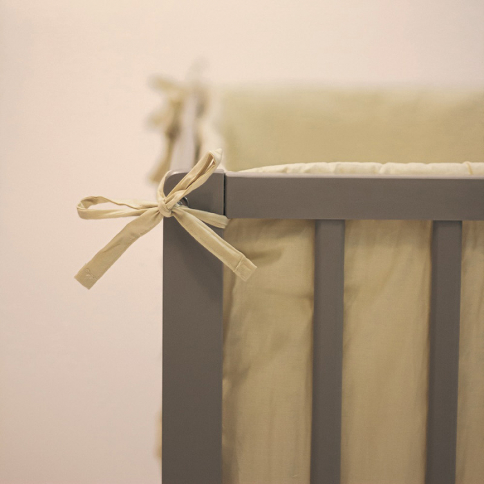 Aparatoare pentru patut 120x60 cm, Tilly, Cu panglici, Din bumbac, Lungime 180 cm, Inaltime 36 cm, Gri deschis [7]