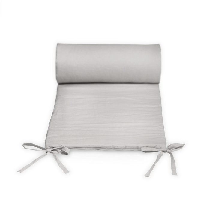 Aparatoare pentru patut 120x60 cm, Tilly, Cu panglici, Din bumbac, Lungime 180 cm, Inaltime 36 cm, Gri deschis [2]