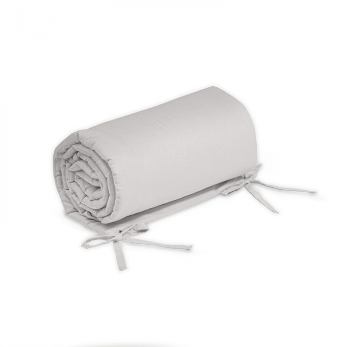 Aparatoare pentru patut 120x60 cm, Tilly, Cu panglici, Din bumbac, Lungime 180 cm, Inaltime 36 cm, Gri deschis [1]