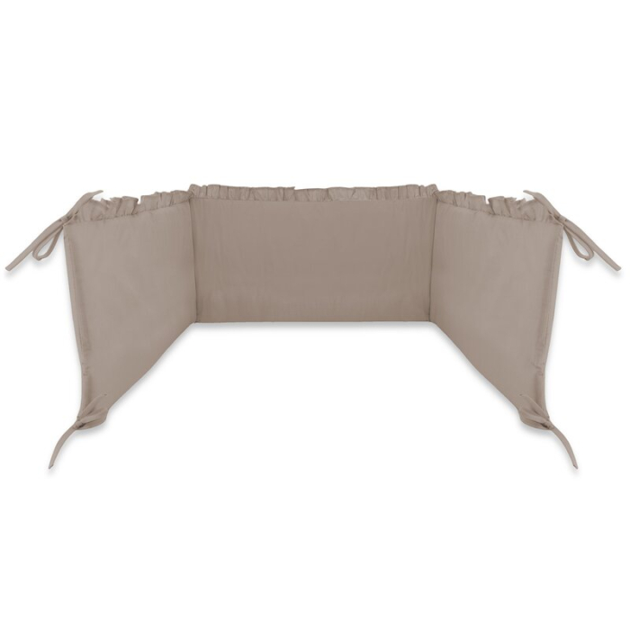 Aparatoare pentru patut, MimiNu, Cu volanase, Din bumbac certificat Oeko Tex Standard 100, 180x30 cm, Cu panglici, Colectia Royal, Mocha [2]