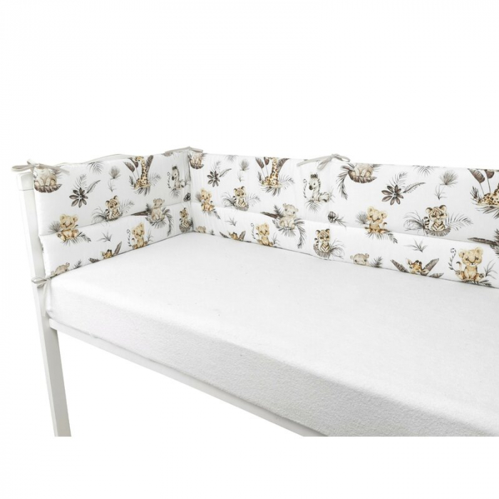 Aparatoare pentru patut, MimiNu, Din bumbac certificat Oeko Tex Standard 100, 180x30 cm, Cu panglici, Savanna [3]