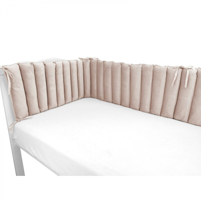 Aparatoare pentru patut, MimiNu, Tip panou, Pentru patut, Lungime 180 cm, Din catifea, Beige Pink [3]