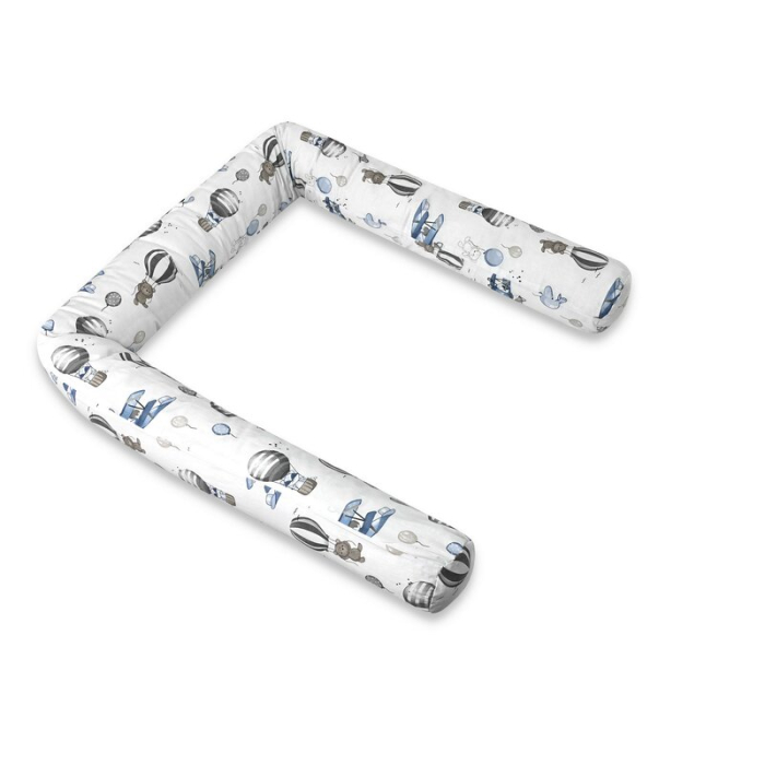 Aparatoare pentru patut, MimiNu, Tip rulou, Cu husa detasabila, Lungime 180 cm, Din bumbac certificat Oeko Tex Standard 100, Blue Plane [1]